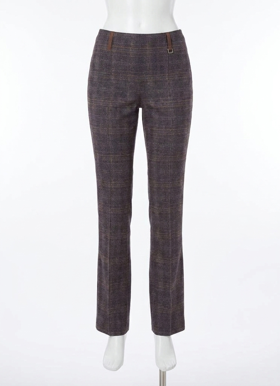 NEW LYSSE patterned pintuck ponte baby boot pant in polished plaid